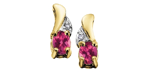 10K yellow gold Pink Tourmaline and Diamond Earrings Canadian Certified Gold