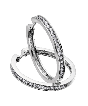 10k white gold diamond hoops 32 fancy cut diamonds 25 total carat weight Rhodium enhanced top Canadian Certified Gold