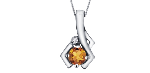 10k white gold citrine and diamond pendant.
Citrine – 4mm
Canadian certified gold.