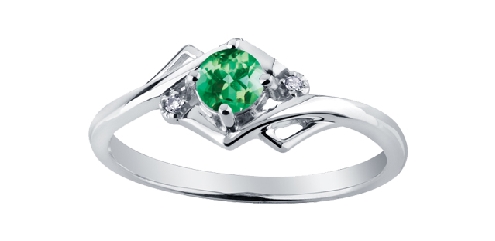 10K White Gold Emerald & Diamond Ring.
Emerald – 4mm
Canadian certified gold.