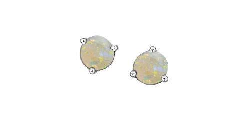10K White Gold Opal Earrings Two opals 5mm each Canadian Certified Gold