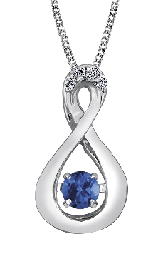 Pulse® Bring Love To Life Pendant
10K White Gold Sapphire & Diamond Pendant
3mm sapphire
4 fancy cut diamonds: .01 carat
Canadian Certified Gold