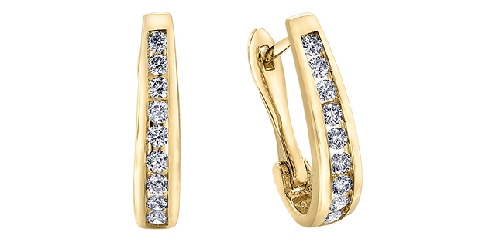 10k white gold diamond hoops.24 fancy cut diamonds: 1 carat total weight.Canadian Certified Gold