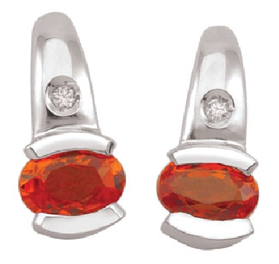 Orange Sapphire and Diamond Earrings