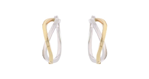 10K white and yellow gold hoops