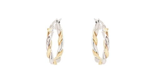 10k White and Yellow gold hoops 15mm.