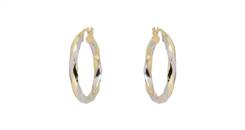 10k white and yellow gold hoops 30mm