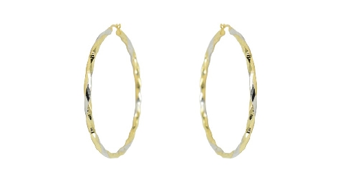 10k white and yellow gold earrings 50mm