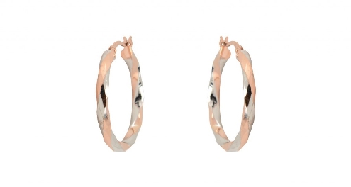 10K rose and white gold hoops 30mm
