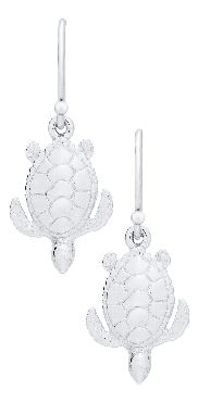 Sterling silver sea turtle drop earrings
