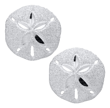 Sterling silver sand dollar stud earrings.