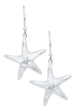 Sterling silver starfish earrings with mother of pearl
