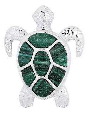 Sterling silver sea turtle pendant malachit
