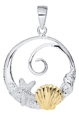 Sterling silver and 14k sea life pendant