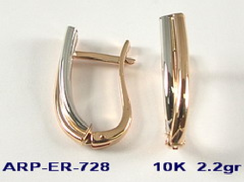 10K white and rose gold lever back hoops