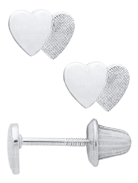 sterling silver double heart earrings