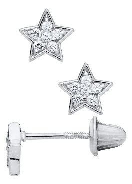 Sterling silverstar earrings with white CZ