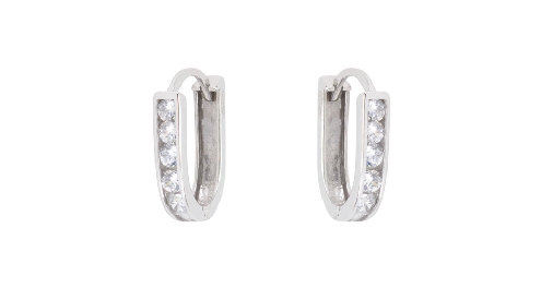 10k white gold hoops with cubic zirconias