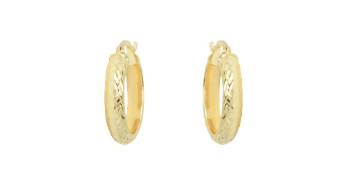 10K yellow gold hoops.