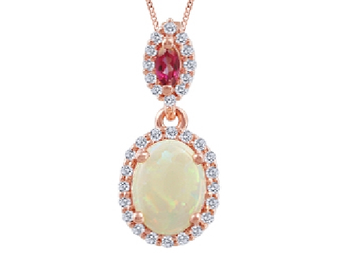 10K Rose Gold Opal and Pink Topaz Pendant