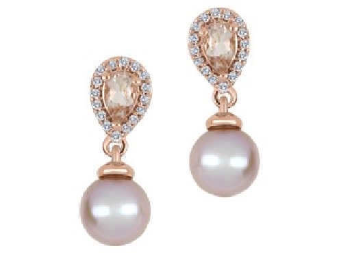10k rose gold pearl dangle earrings