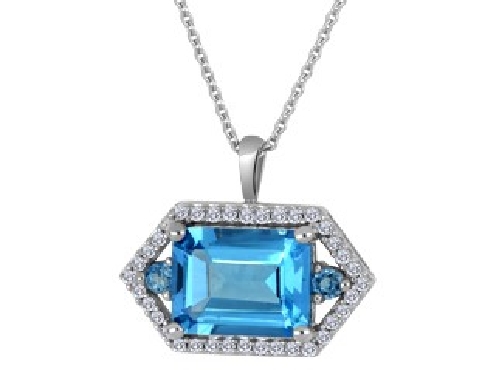 10K yellow gold blue topaz pendant and chain Blue topax 2x2mm