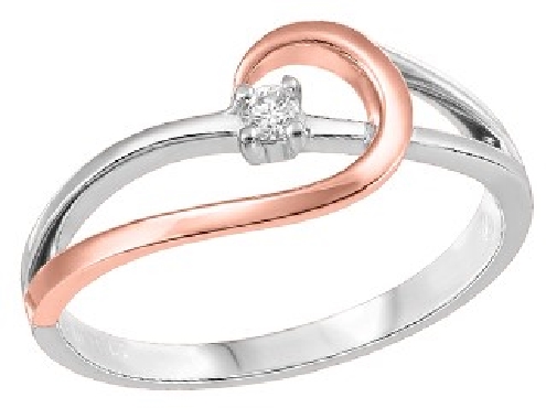 10k white/rose gold Canadian diamond ring.1 CD 0.046ctcert# 303
