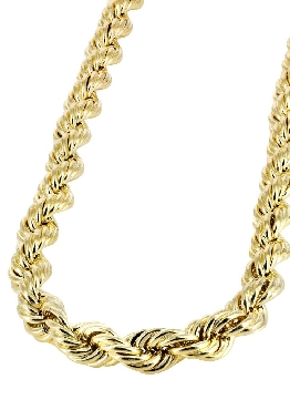10K yellow gold; 20   rope chain necklace.
