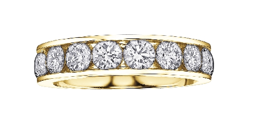 10K Yellow Gold and Diamond Band 12 fancy cut diamonds 25 total carat weight