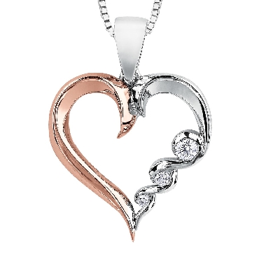 10K white and rose gold; Maple Leaf Canadian diamond heart pendant.
CD#MLR816608  0.05CT
CD#MLR818722  0.025CT
CD#MLR805209  0.014CT
Canadian Certified Gold
#276