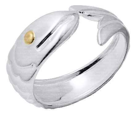 Sterling silver vermeil fish ring size 7