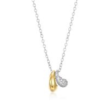 Sterling silver Reign® gold plated double teardrop cz necklace 16+2