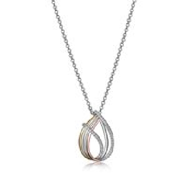 Sterling silver elle ocean 3 tone teardrop necklace. 18+2