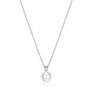 Sterling silver elle simpatico white shell pearl necklace 17+3
