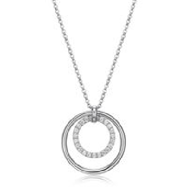Sterling silver elle simpatico double circle necklace 18+2