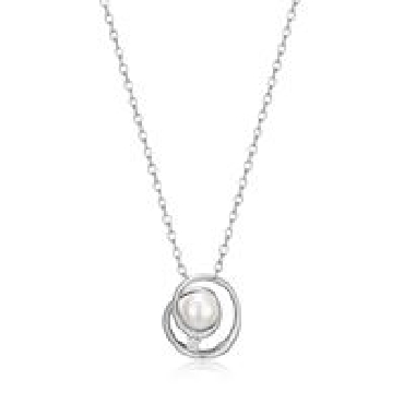 Sterling silver ELLE® satelite 7-7.5mm moissanite necklace 17+3