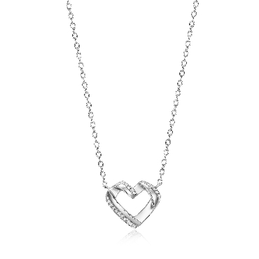 Sterling silver ELLE®   Amour   heart necklace 17+2