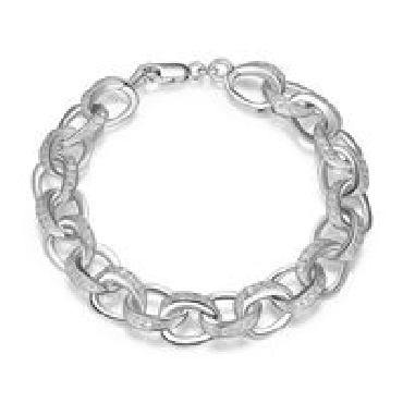 Sterling silver Reign rhodium plated 12x10mm oval link CZ bracelet 7.25