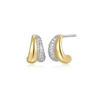 Sterling silver Reign gold plated double teardrop post earrings.