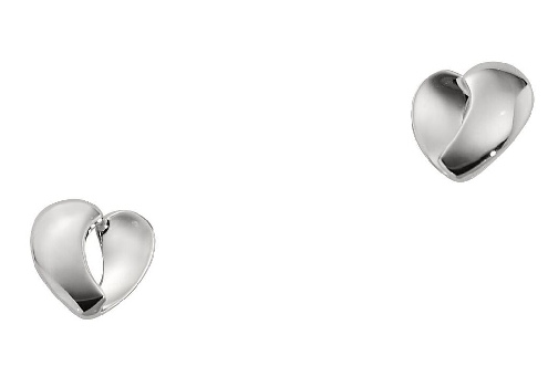 Elle silver; heart earrings with signature rubies.