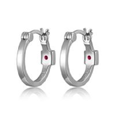 Elle® 15mm Hoops with signature rubies.