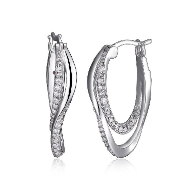Elle® Sterling Silver Ocean Earrings With signature ruby
