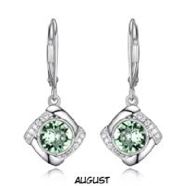 Sterling silver ELLE® earrings with peridot and signature rubies.