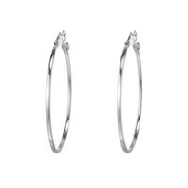 Sterling silver ELLE® hoops with signature rubies.