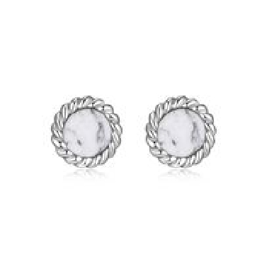 Sterling silver Elle Nautical G howlite 6mm studs.