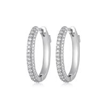 Sterling silver ELLE® Stardust 3 row cz hoops with signature rubies