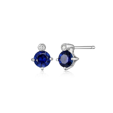 Sterling silver Elle birthstone created sapphire studs.