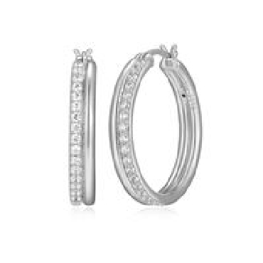 Sterling silver Elle® goddess rhodium double row hoops 26mm