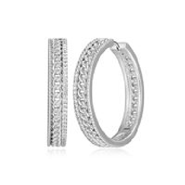 Sterling silver ELLE® weave earrings with created white sapphire.