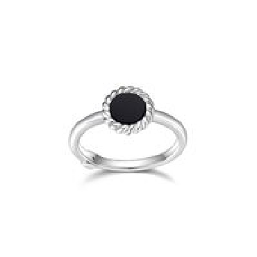 Sterling silver Elle Nautical G black agate 6mm ring